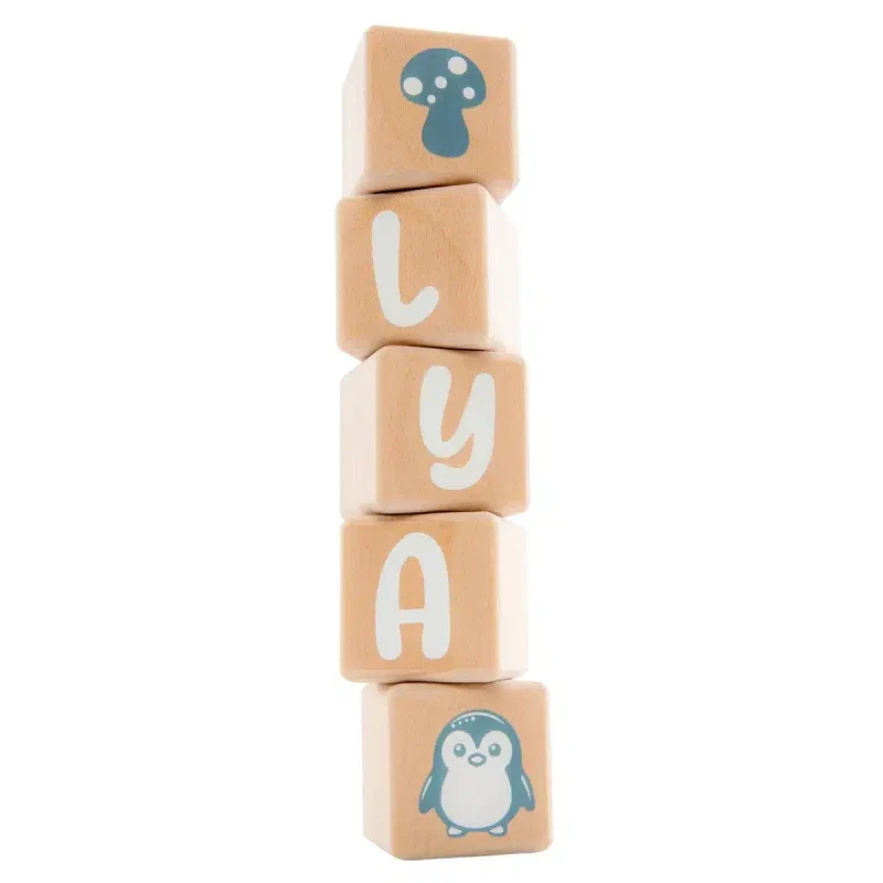 Alphacubes en Bois lot de 5 de 5cm x 5cm avec 66 Stickers blancs - Image 4