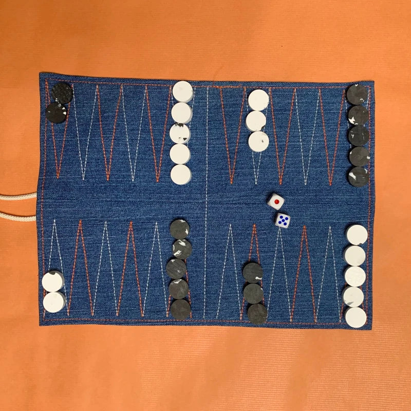Backgammon de voyage éco-conçu fait en France - Bleu jean - Image 6