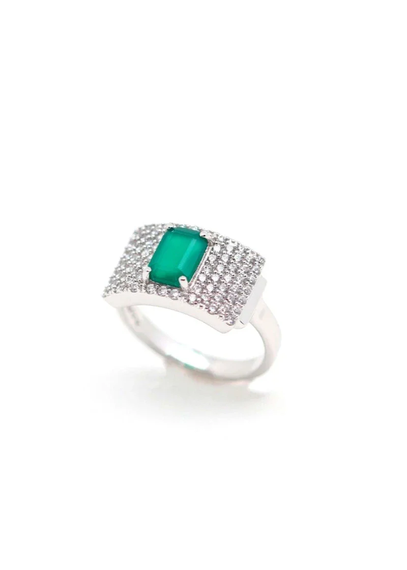 Bague art déco argent et onyx vert "Philomène" - Image 3