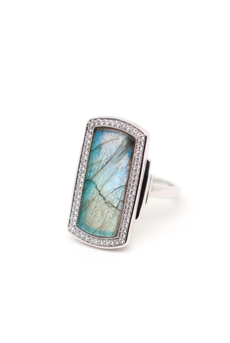 Bague Art Déco Argent et Labradorite "Florentine" - Image 3