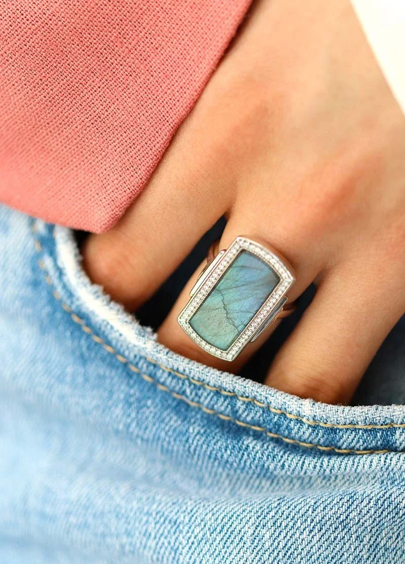 Bague Art Déco Argent et Labradorite "Florentine" - Image 4