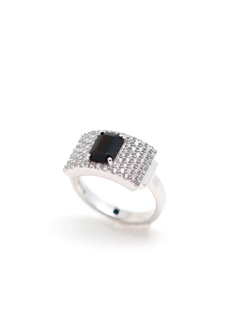 Bague art déco en argent et onyx noir "Philomène" - Image 3