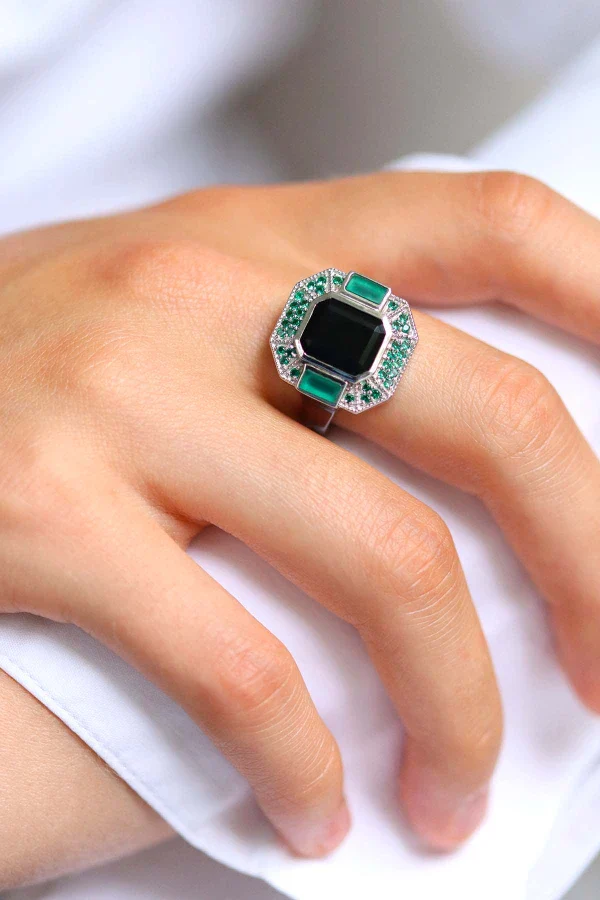 Bague Célestine Argent 925 Onyx noir - Image 4