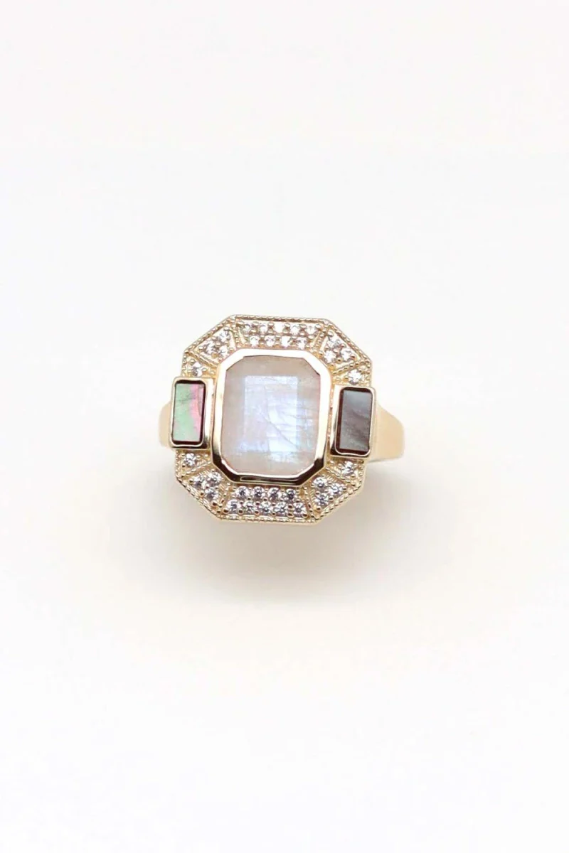 Bague Célestine plaqué or Pierre de lune - Image 3