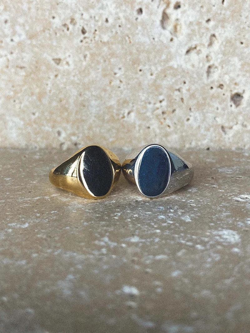 Bague chevalière signet dorée ou argentée - Image 2