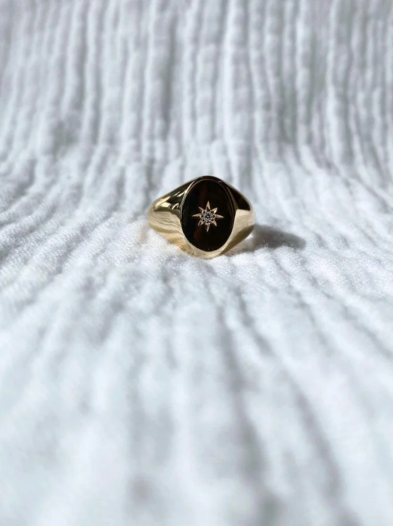 Bague chevalière dorée - Sparkle - Image 2