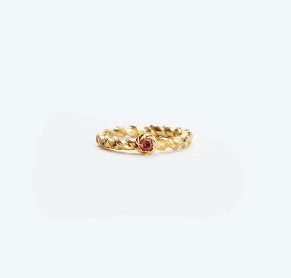 Bague doré et Tourmaline rose - Liane - Image 2