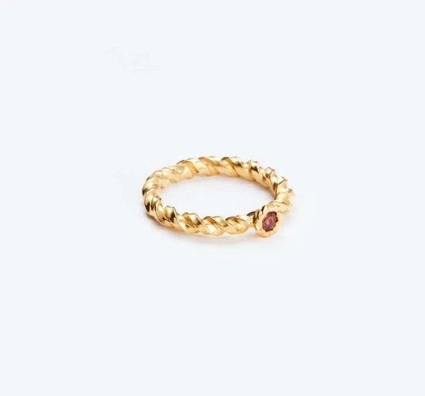 Bague doré et Tourmaline rose - Liane - Image 3