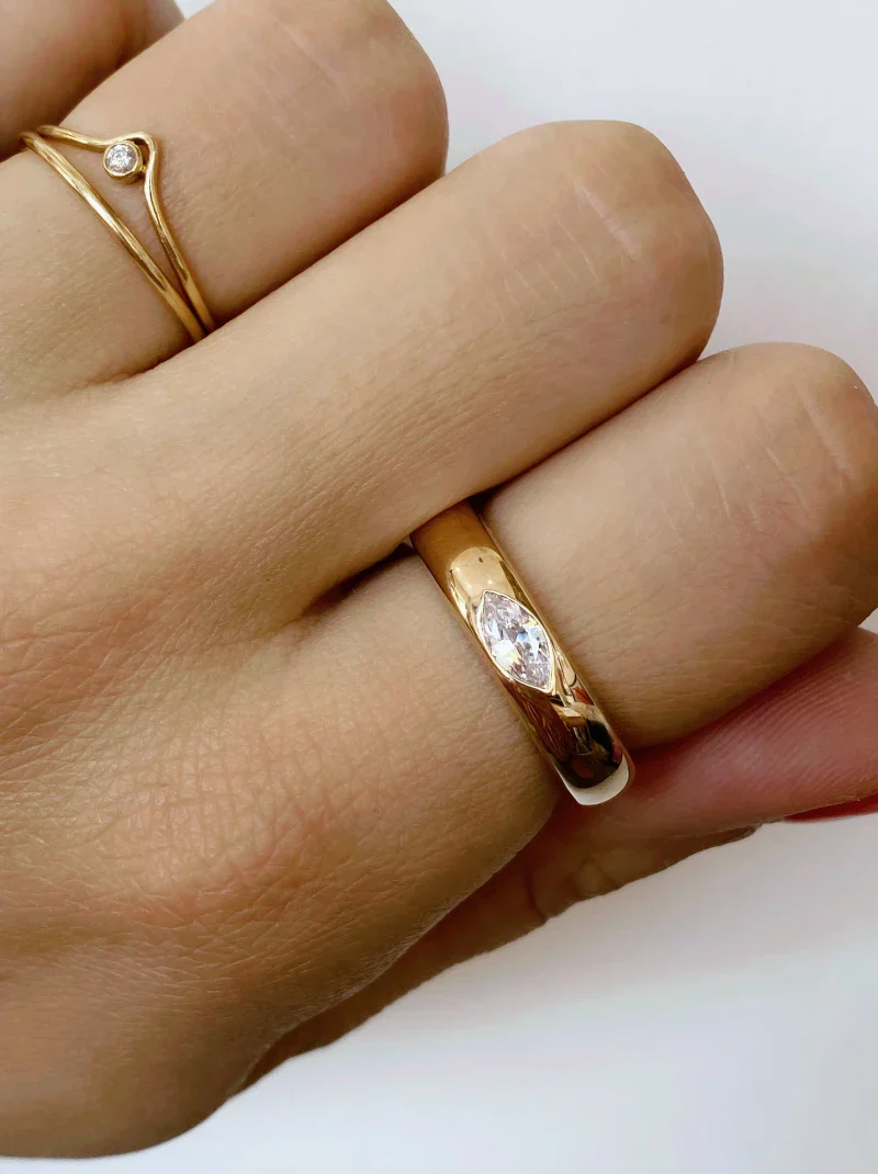 Bague doré "Pneu Navette" - Image 2