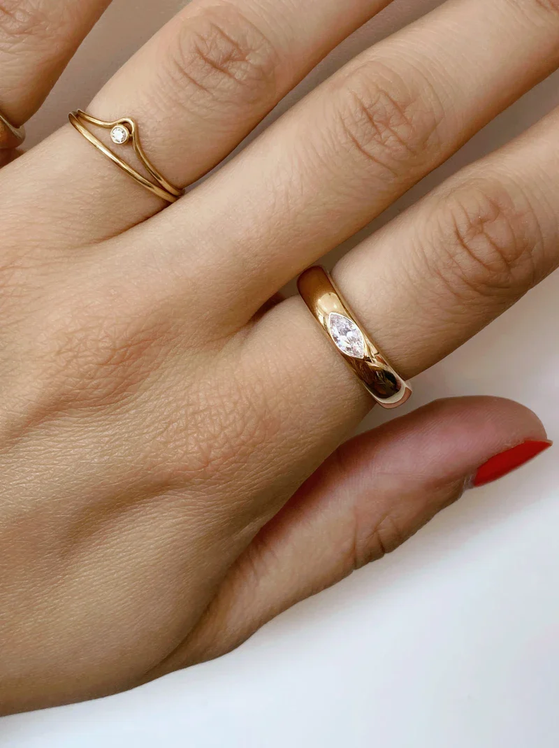 Bague doré "Pneu Navette" - Image 5