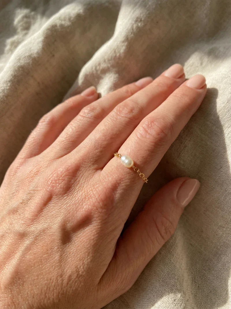Bague dorée avec une perle - Ma perle - Image 10