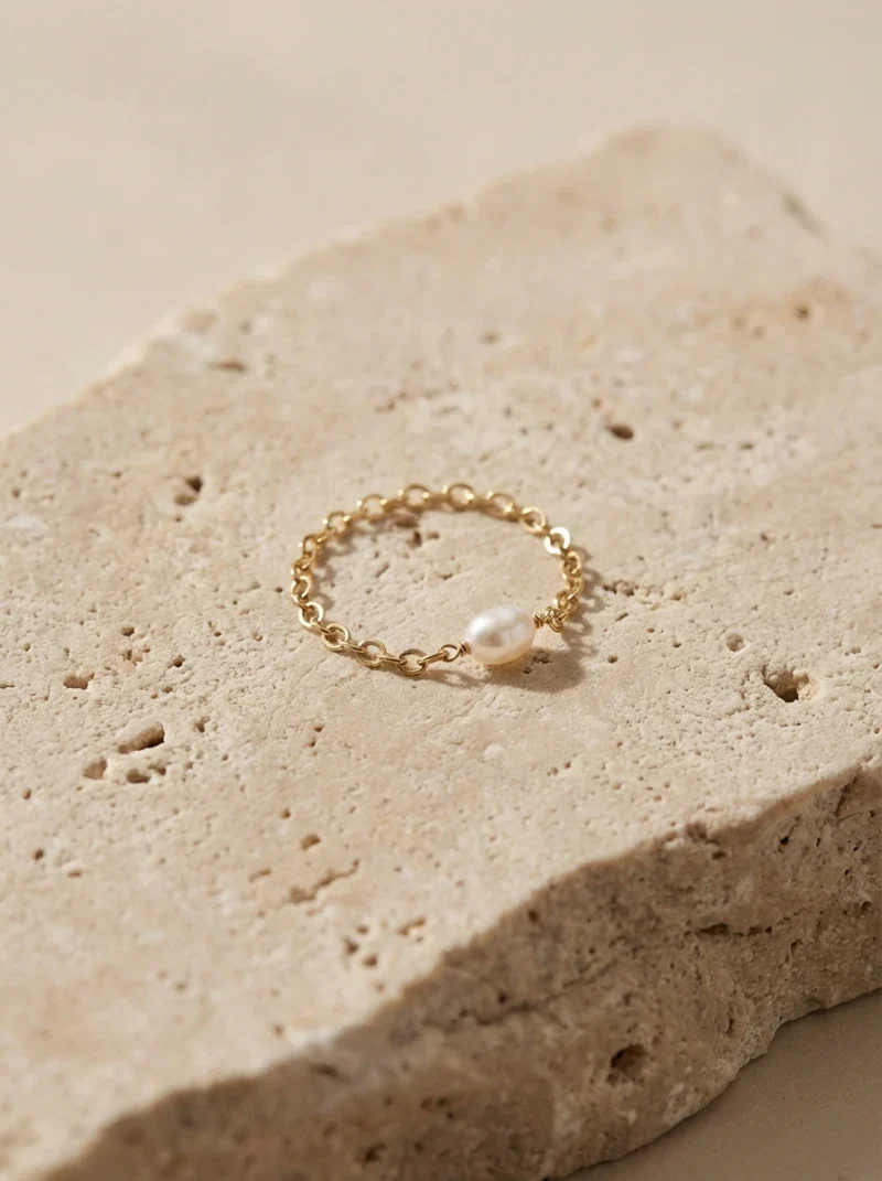 Bague dorée avec une perle - Ma perle - Image 9