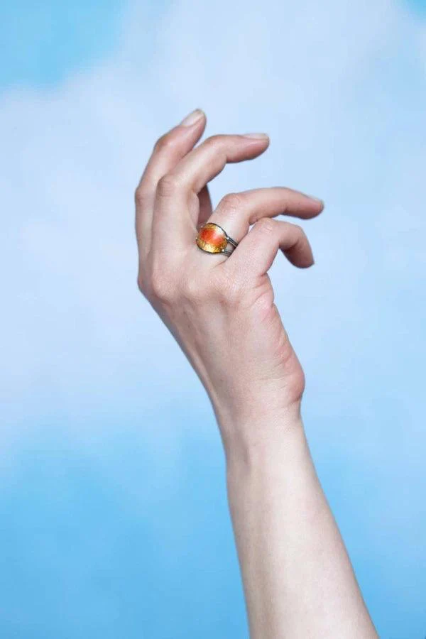 Bague en argent avec émail rouge et doré - Soul Love - Image 2