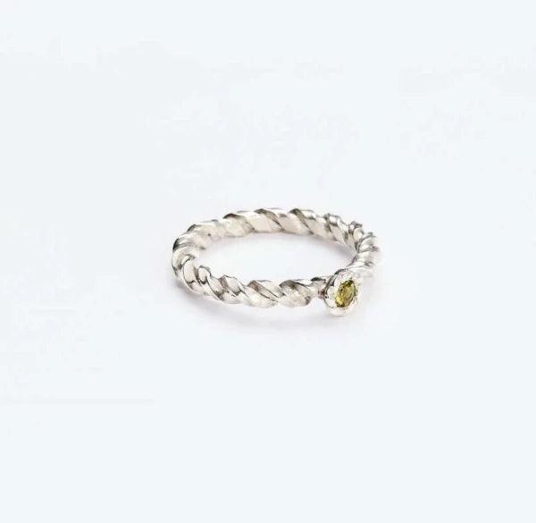 Bague en fil d'argent et Tourmaline verte - Liane - Image 3