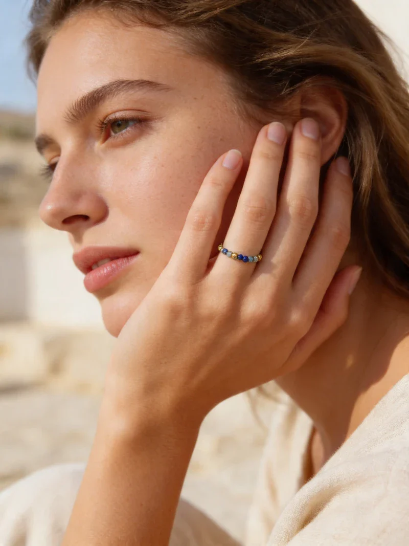 Bague en lapis lazuli et aigue-marine - Tiny stones Happiness - Image 9
