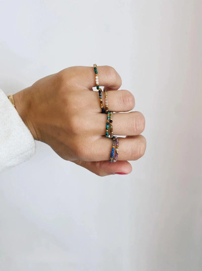 Bague en pierres naturelles facettées malachite - Tiny stones Lucky - Image 3