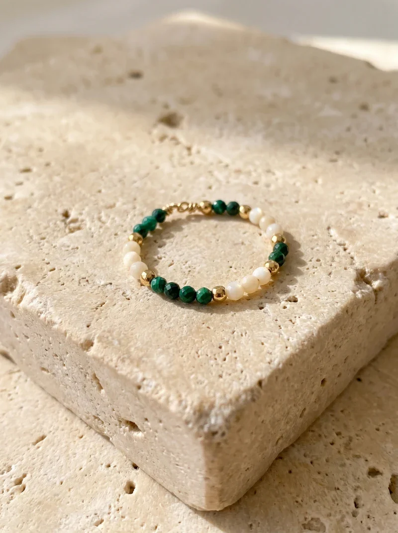 Bague en pierres naturelles facettées malachite - Tiny stones Lucky - Image 5