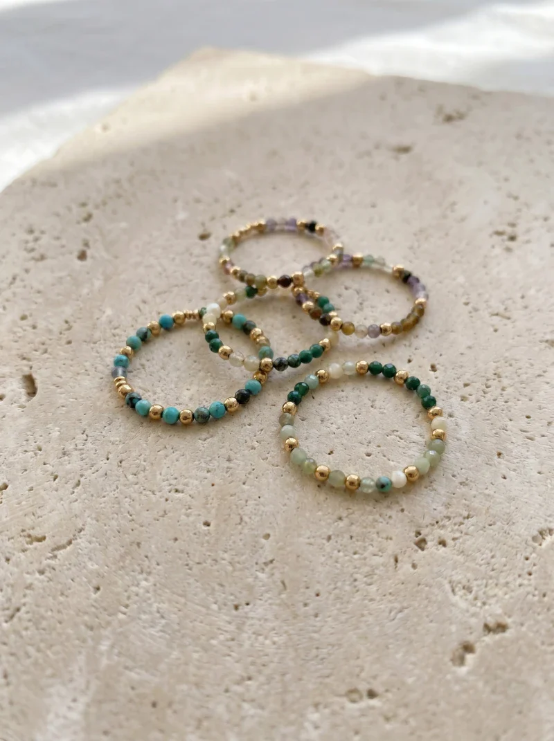 Bague en pierres naturelles facettées malachite - Tiny stones Lucky - Image 8