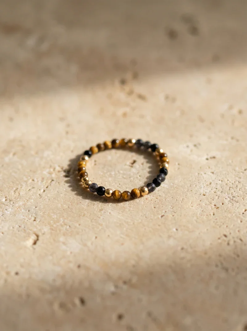 Bague en pierres naturelles facettées oeil de tigre - Tiny stones Strength - Image 5