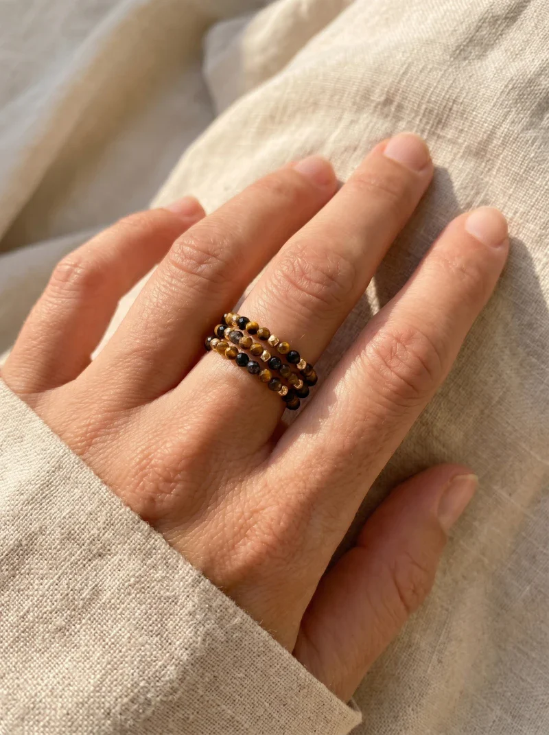 Bague en pierres naturelles facettées oeil de tigre - Tiny stones Strength - Image 8