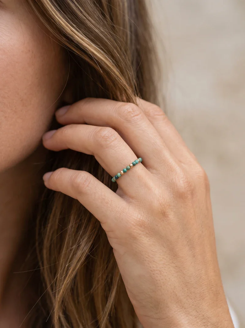 Bague en pierres naturelles facettées turquoise - Tiny stones Bliss - Image 6