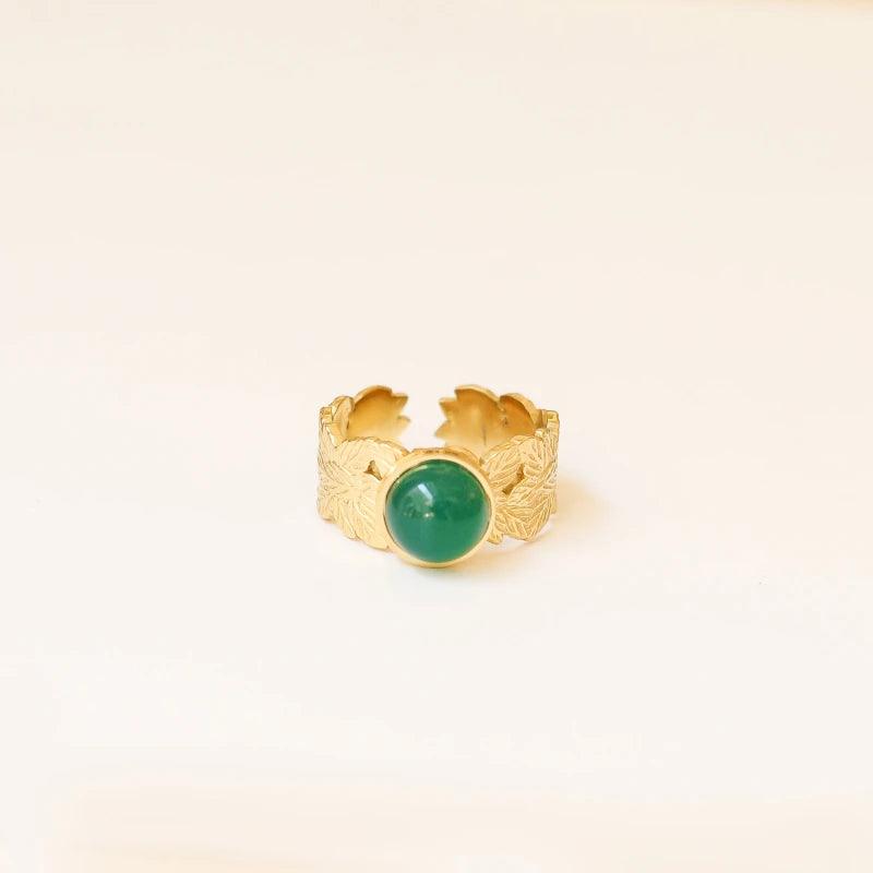 Bague feuille Agate verte - Image 2
