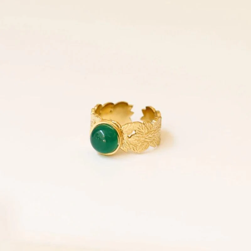 Bague feuille Agate verte - Image 3