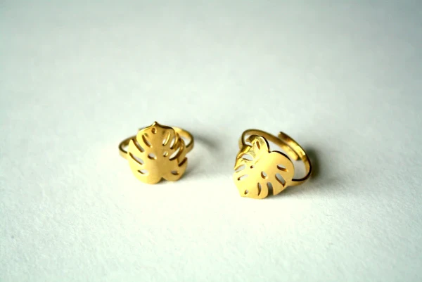 Bague feuille dorée - Monstera deliciosa - Image 3