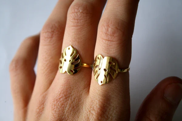 Bague feuille dorée - Monstera deliciosa - Image 8