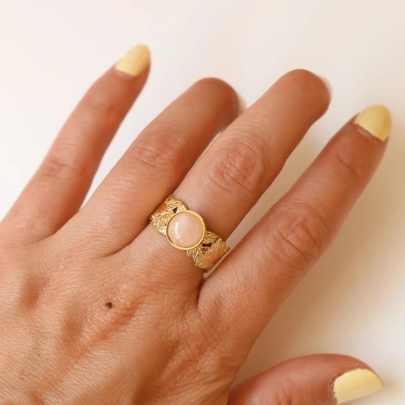 Bague feuille Quartz rose - Image 2