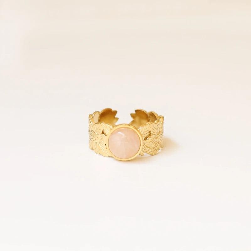 Bague feuille Quartz rose - Image 3