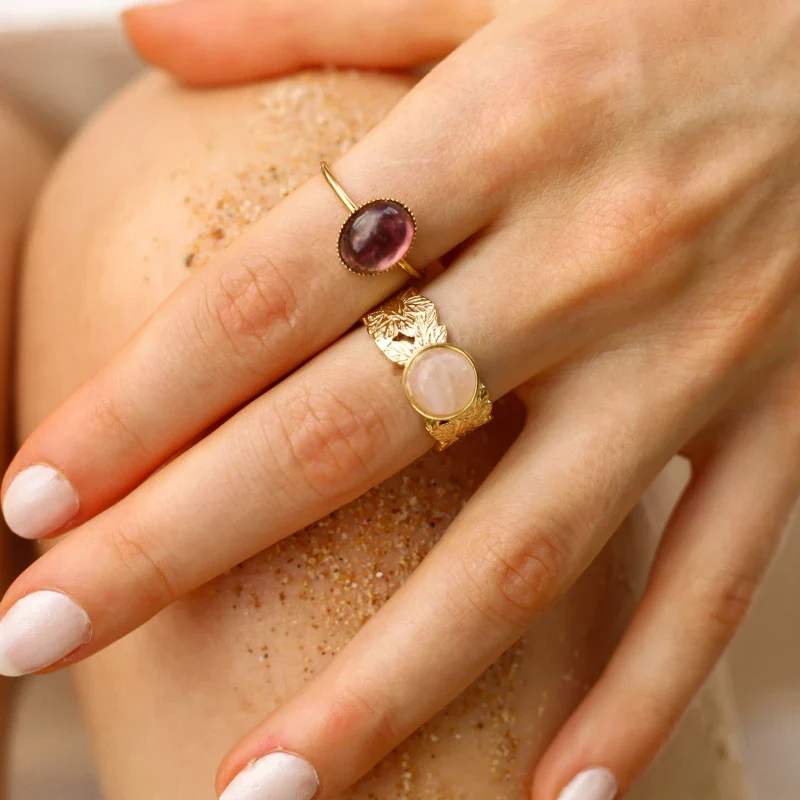 Bague feuille Quartz rose - Image 6