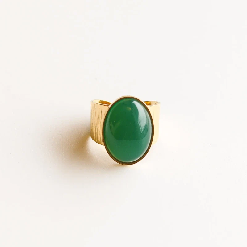 Bague en acier inoxydable avec agate verte - Image 3