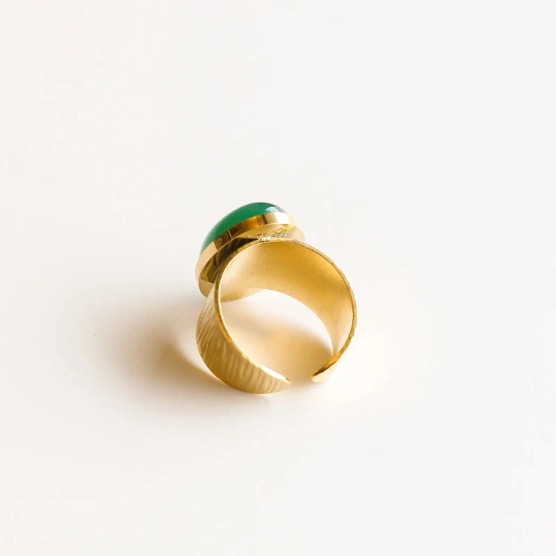 Bague en acier inoxydable avec agate verte - Image 5