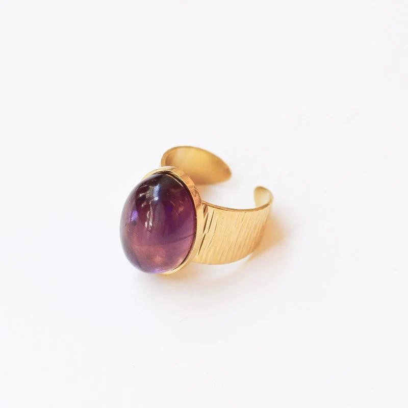 Bague grande martelée Améthyste - Image 3