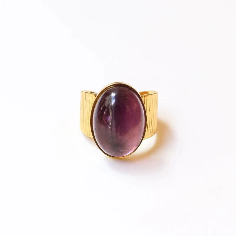 Bague grande martelée Améthyste - Image 5