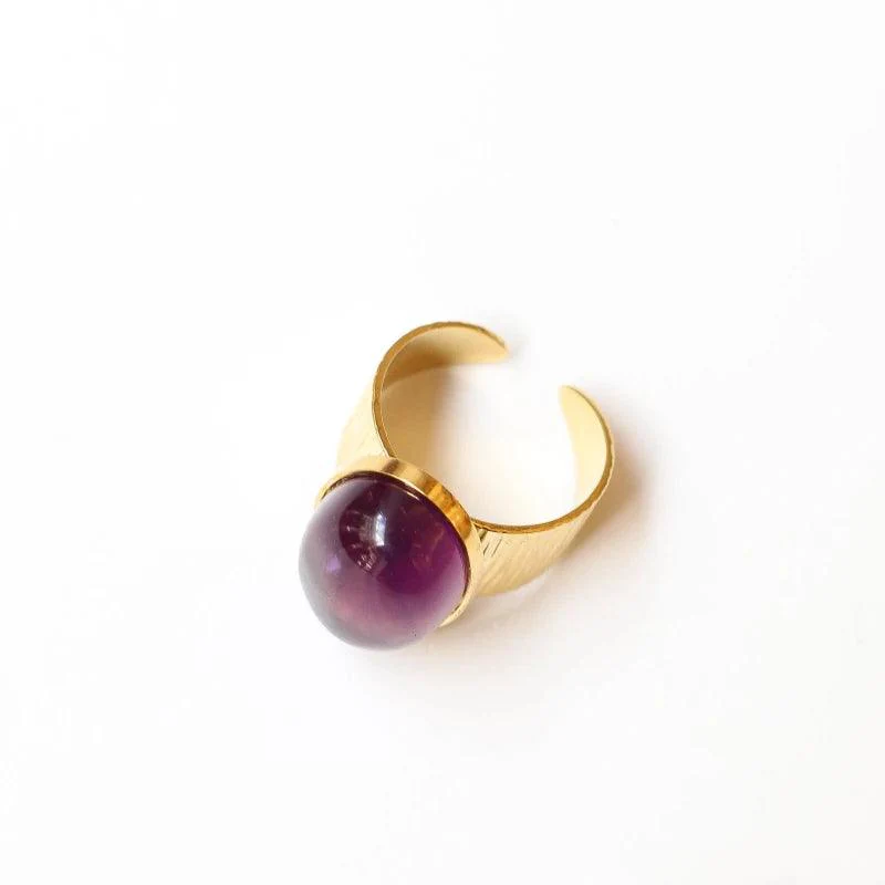 Bague grande martelée Améthyste - Image 6
