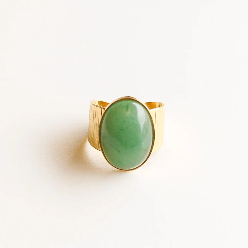 Bague grande martelée Aventurine - Image 3