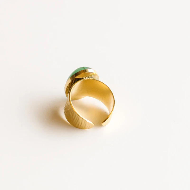 Bague grande martelée Aventurine - Image 6
