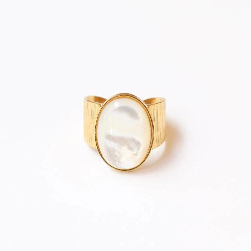 Bague grande martelée Nacre - Image 3