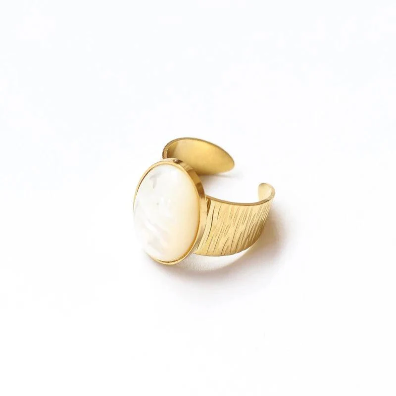 Bague grande martelée Nacre - Image 5