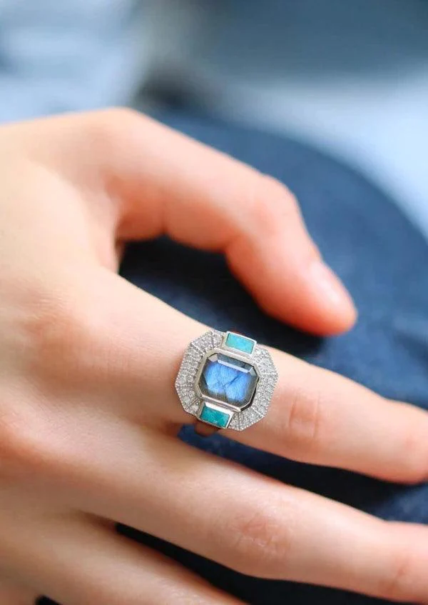 Bague labradorite en argent - Célestine - Image 3
