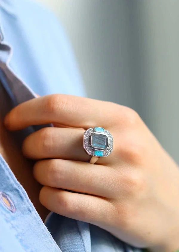 Bague labradorite en argent - Célestine - Image 4