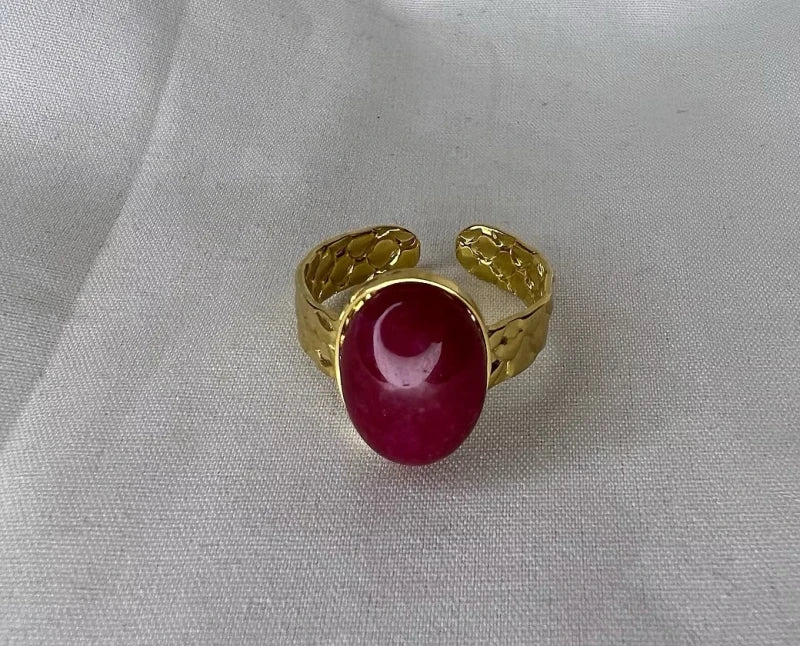 Bague doré en pierre de cristal rose - Mallory - Image 2