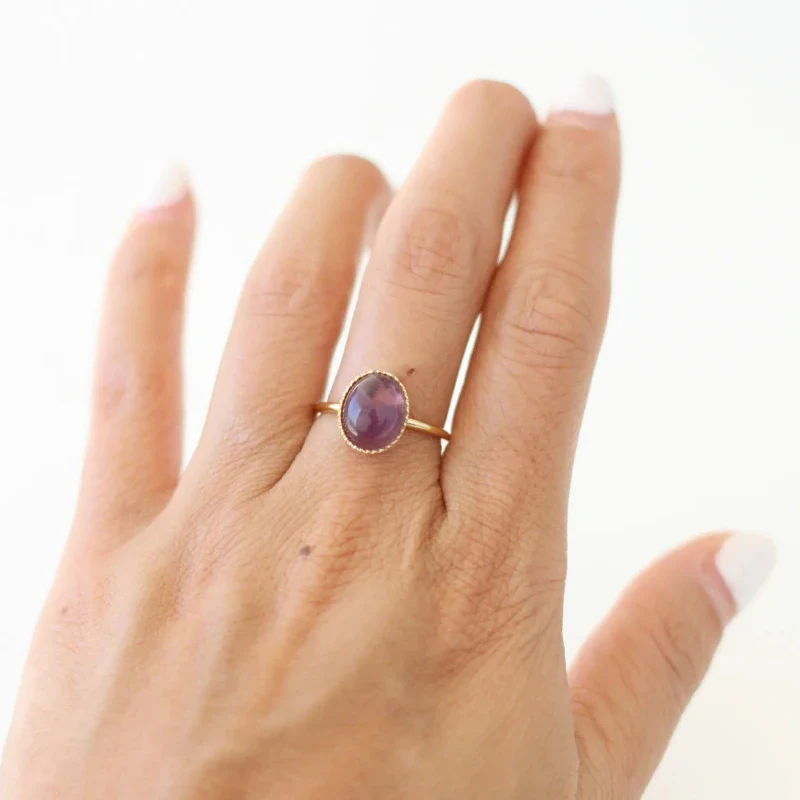 Bague ovale Améthyste fait main - Image 2
