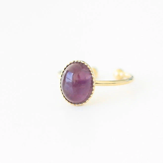 Bague ovale Améthyste fait main - Image 3