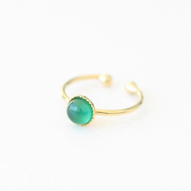 Bague petite ajustable en agate verte - Image 2