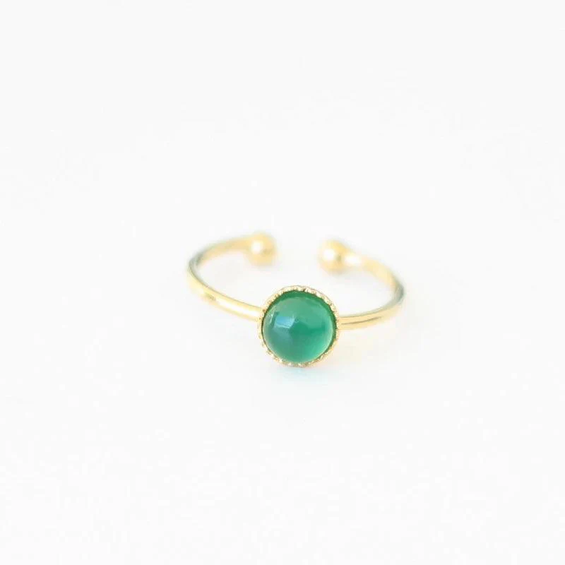 Bague petite ajustable en agate verte - Image 5