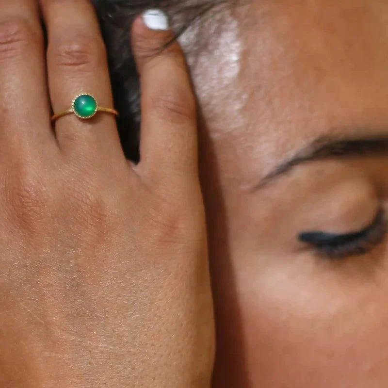 Bague petite ajustable en agate verte - Image 8