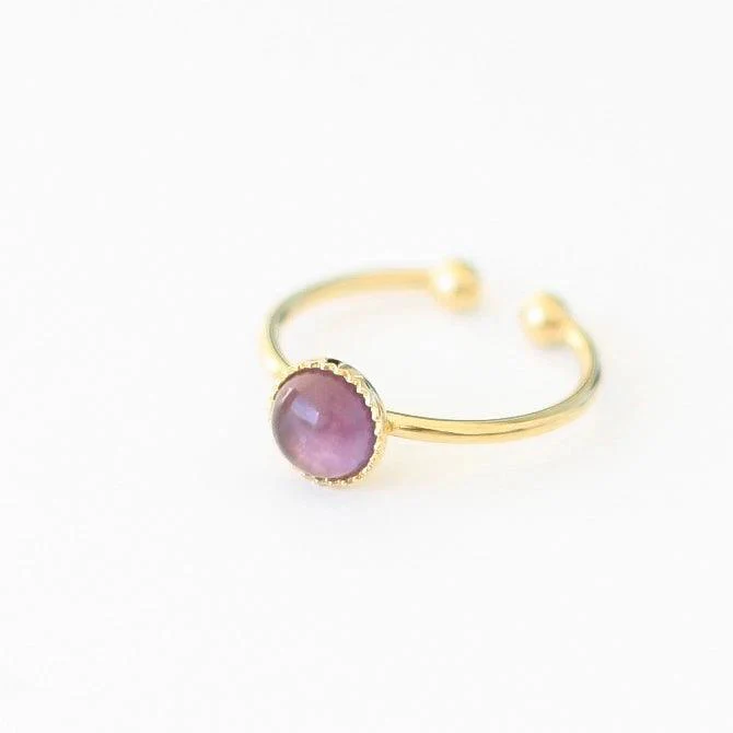 Bague petite ajustable en améthyste - Image 2
